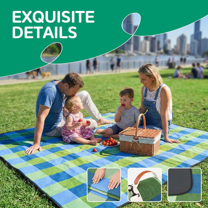 RYCHIC Waterproof Picnic Blanket Beach Outdoor Camping Mat Extra Large Foldable Cute Big Travel Essential Accessories Gift Park Patio Lawn Garden Grass Ground Play Music Festival Concert Must Have
