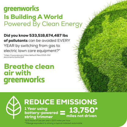 Greenworks 80V 16" Carbon Fiber Brushless Cordless String Trimmer - 2-Mile Fence Line & Driveway Edging Pro, 2.0Ah Battery/Charger Included, 23% Lighter vs Gas Trimmers