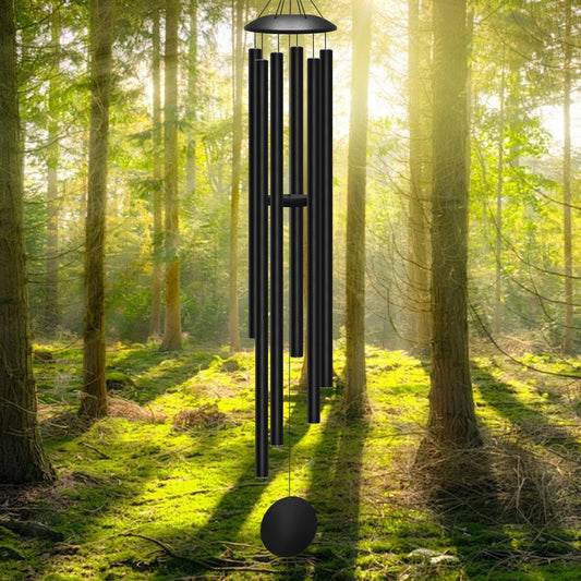 66" Extra Large Wind Chimes for Outside Deep Tone, 6 Thick and Bold Aluminum Tubes Tuned Relaxing Melody Wind Chime, Big Wind Chimes for Garden Patio Decor, Great Gift Idea for Mother's Day (Black)