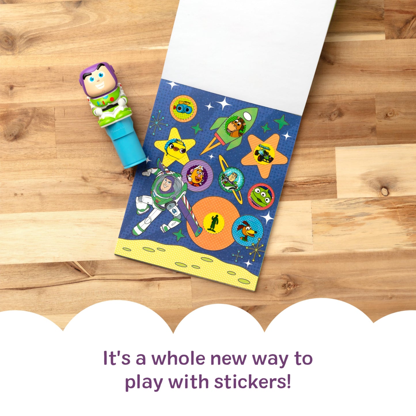 Melissa & Doug Sticker Wow!™ 24-Page Activity Pad and Sticker Stamper, 300 Stickers, Arts and Crafts Fidget Toy Collectible Character – Disney Buzz Lightyear - for Kids Ages 3+ - FSC Certified