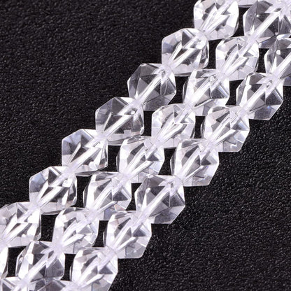 GEM-Inside Natural 8mm White Clear Quartz Gemstone Loose Beads Faceted Cambay Crystal Energy Stone Power for Jewelry Making 15"