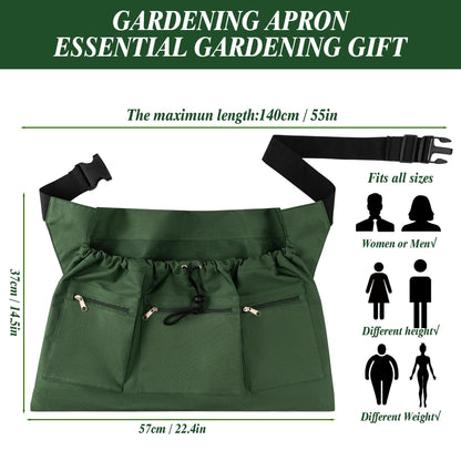 Gardening Apron, Garden Aprons with Pockets & Drawstring Bag, Waterproof 600D Fruit Storage Harvest Picking Apron Pouch for Women & Men