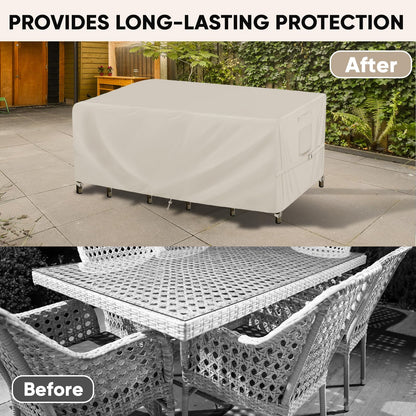 BALEINE Patio Furniture Covers, Outdoor Furniture Covers Waterproof, Heavy Duty Oxford Patio Table Cover for Outdoor Table, Chair, Sofa, Desk (Beige 108"L×82"W×28"H)