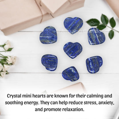 Amazing Gemstone Lapis Lazuli Stone Heart - Pack of 2 Crystal Heart Stones Rocks - Corazones De Piedra Crystals and Healing Stones Heart Shaped Crystal - Stocking Stuffers Gifts
