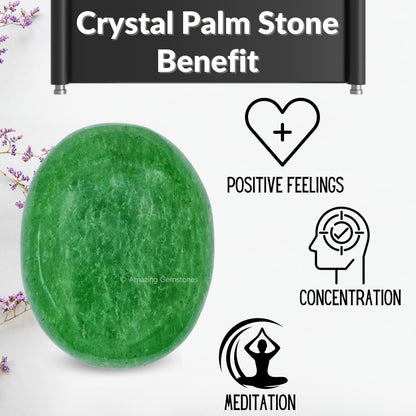 Amazing Gemstone Green Strawberry Quartz Crystals and Healing Stones - Large Palm Stone Crystals Piedra - Crystal for Good Luck, Positive Energy, Meditation - Unique Stocking Stuffers Gifts for Women