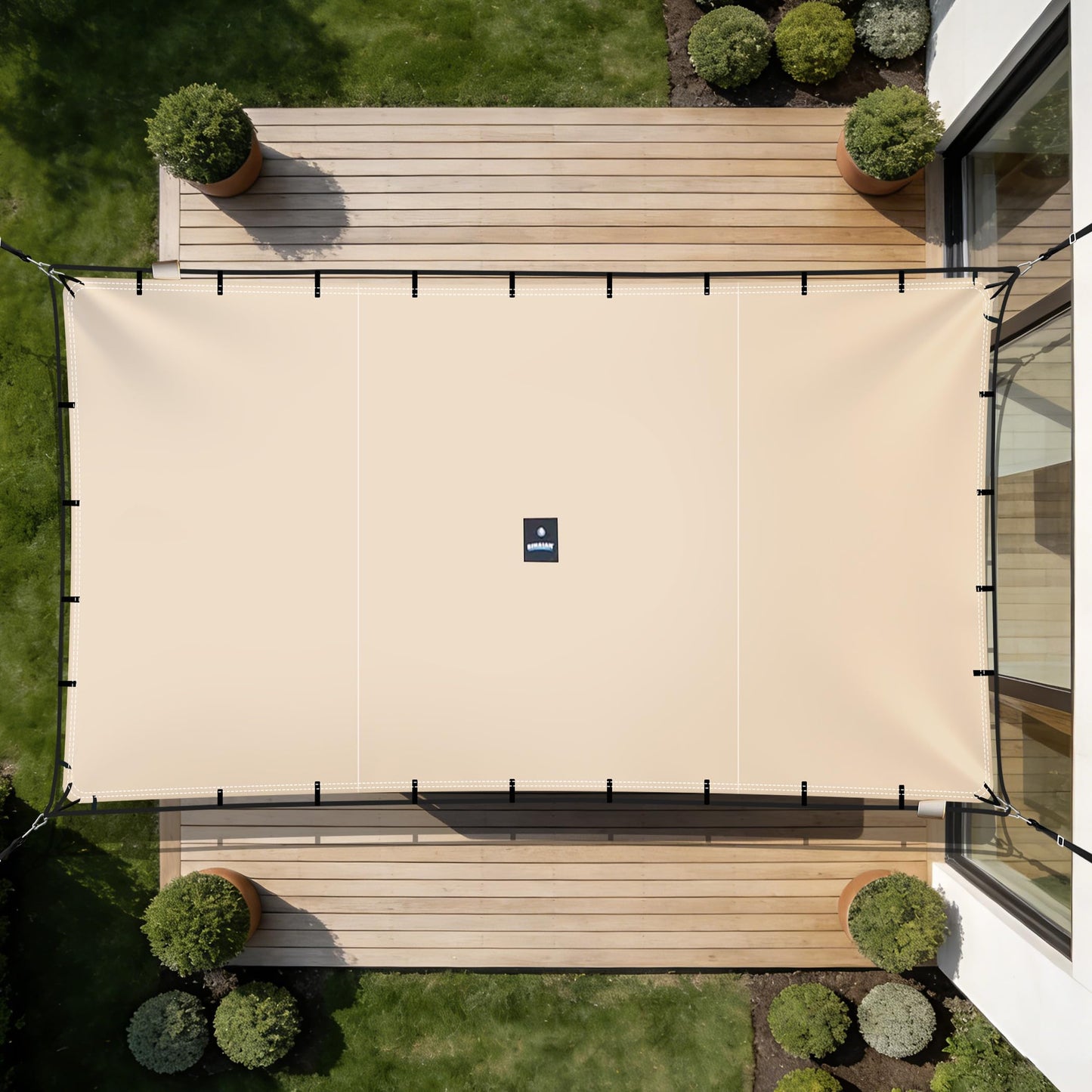 SIHAIAN Sun Shade Sail 9'x16' Waterproof Rectangle Double-Rope Shade Sail 500D Heavy Duty UV Block Sunshade Canopy for Backyards, Patios, Gardens, Outdoor Activities and Facility Beige