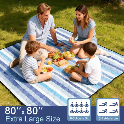 JACTUM 2 in 1 Tote Picnic Blanket Waterproof Outdoor Camping Mat,Large Capacity Beach Blanket 80''x80'' 7 Layers Easy to Foldable and Carry.