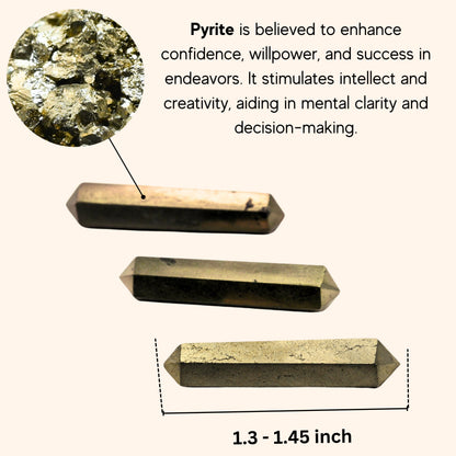 Amazing Gemstone Pyrite Crystal Points Bulk Healing Crystals - Pack of 3 Double Terminated Healing Wand Point Bulk Crystals for Crafts, Crystal Grid - Premium Crystals for Beginners Gifts