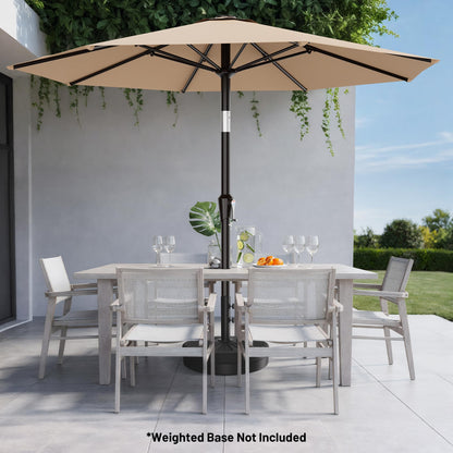 AreShark 10 FT Outdoor Patio Umbrella, Patio Table Umbrella with Push Button Tilt and Crank, Outdoor Patio Umbrellas with 8 Fiberglass Ribs, Patio Umbrellas for Market, Garden, Pool (Beige)