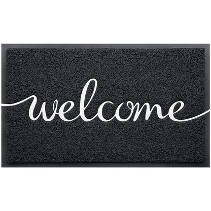 CozyBounty Black Door Mat Welcome Mats Outdoor Indoor Non-Slip Doormat for Entryway Low-Profile Floor Mat for Yard, Garage, High Traffic Areas (36"x24", Black)