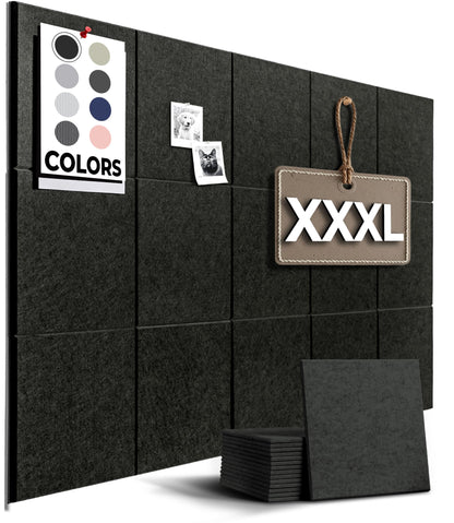 WALLHERO Vision Board - Large Cork Board for Walls 59" x 36", Black Bulletin Board | 15 Pack Felt Wall Tiles | Cork Boards for Office Pin Board Tack Board Cork Boards