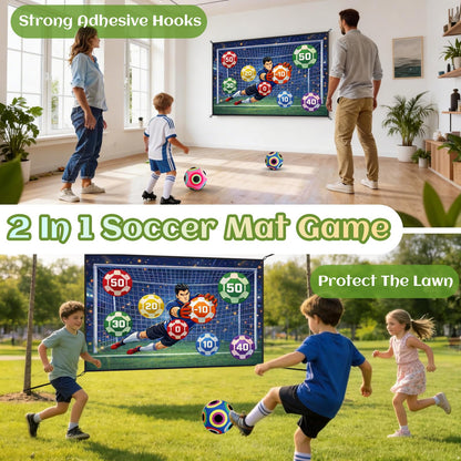 CARDOBIR Soccer Ball Game Mat Set for Kids, Sticky Soccer Target Game with 59 x 39 in Flannel Mat, Scoreboard and 2 Balls, Indoor Outdoor Soccer Toys for Ages 3–8 (Medium)