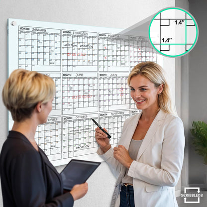 34"x46" Glass Whiteboard Calendar yearly Planner White Board 12 Month Dry Erase for Wall Glass Calendar Whiteboard Large Wall Calendar 2026