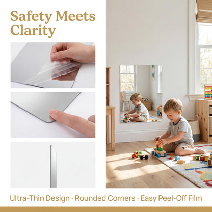 iCAGY Acrylic Mirror for Wall for Kids Adults Bedroom Door Closet Acrylic Shatterproof Self-Adhesive Lightweight Plastic Mirror Tile Sheet, Reflective Safe Plexiglass - Silver 10x12 inch 1 Pcs