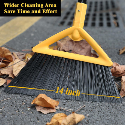 PUTNATRUE Heavy Duty Broom Outdoor and Indoor, 4 Pack Upgraded Commercial Angle Brooms, Perfect Yellow Broom of House, Kitchen, Garage, Courtyard