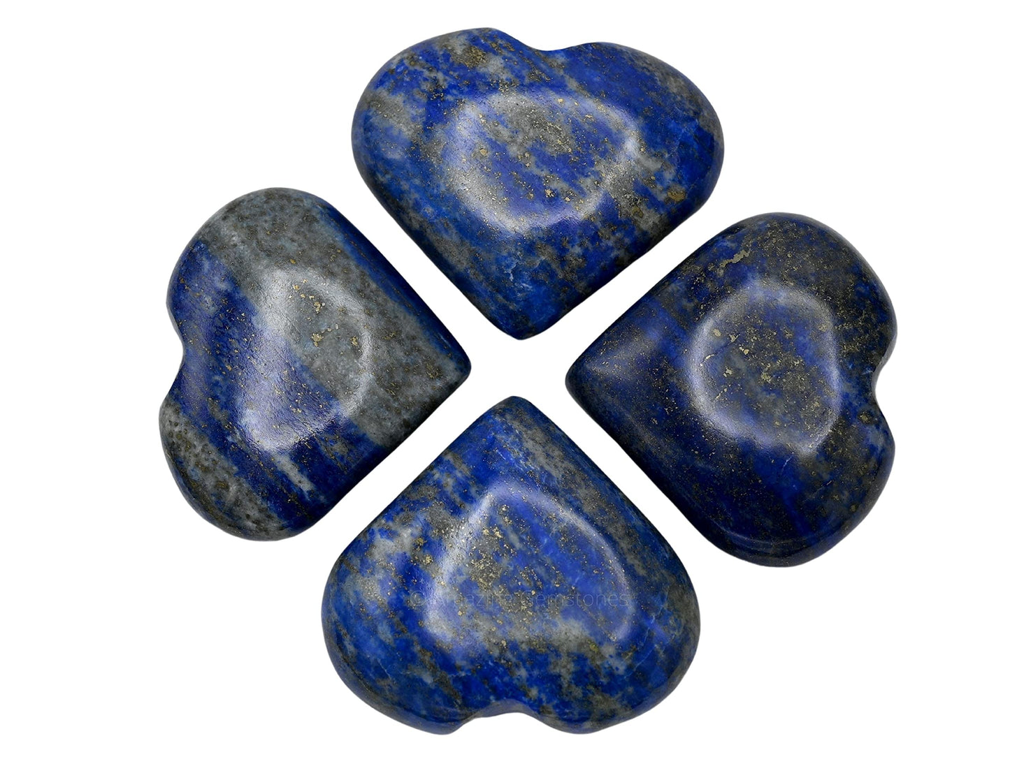 Amazing Gemstone Lapis Lazuli Crystal Heart Palm Stone - Pocket Massage Worry Stone for Natural Body Chakra Balancing, Reiki Healing and Crystal Grid