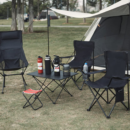Damei century 4Pack Folding Camping Chairs-Lightweight, Installation-Free, Portable Chair for Beach, Lawn, Outdoor Sports,Black
