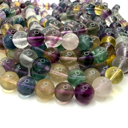 ABCGEMS Aqua Prism Fluorite Beads from Mexico (Authentic Quad Color - No Dye, Just Earth) Beading Supplies - Loose Beads for Jewelry Making - Smooth Round 10mm