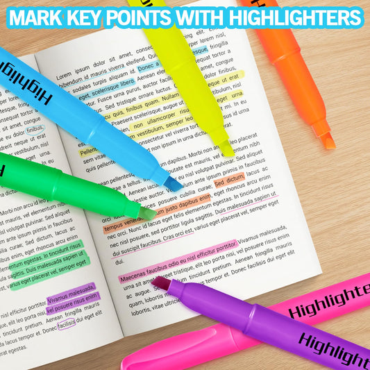 YEGEER Highlighters, Chisel Tip Dry-Quickly Highlighter Markers, 150 Count-6 Assorted Colors Highlighters Bulk Pack for Adult Kids, Office Classroom Must Have, School Supplies for Teachers