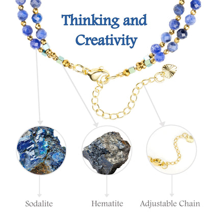 Farfume Sodalite - Thinking - Crystal Beaded Bracelets, Chakra 4mm Natural Stone Beads Bracelets, Gemstone Spiritual Jewelry Gifts for Mother's Day