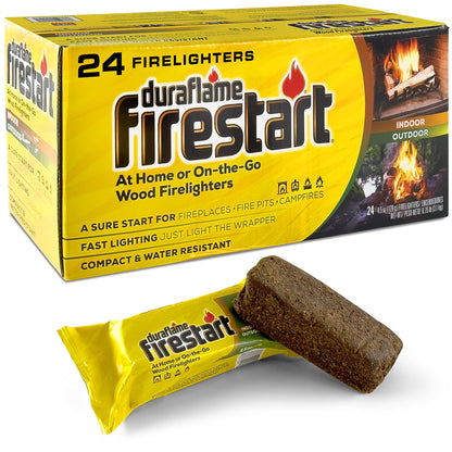 Duraflame Fire Starter for Indoor and Outdoor Use - Quick Ignition Logs for BBQ, Fireplace, Fire Pit and Campfires (24 Pack)