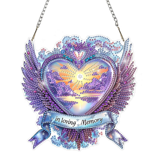 DOMROM Diamond Art Hanging Kits for Adults, Heart Special Shaped Diamond Painting, Gem Art Suncatchers Ornament, Rhinestone Decor for Home Garden Window Wall Decor