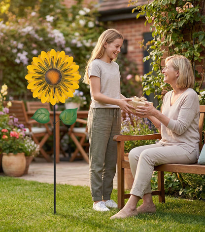 Sunflower Wind Spinners Outdoor, Metal Pinwheel Wind Sculpture for Yard Decorations, Windmill for Yard, Garden, Patio Art