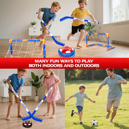 HitToys Hover Soccer Ball Toys Set for Kids, Toddler Hovering Hockey Sets, 3-in-1 Air Floating Soccer Rechargeable Toy with Led Light, Indoor Sports Games Birthday Christmas for Old Boys