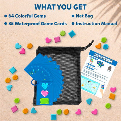 Skillmatics Pool Toys - Seek & Splash, Search & Find Water Game, Swimming Pool Dive Toy for Kids, Summer Fun & Gifts for Boys & Girls Ages 6, 7, 8, 9, 10, 11 & Up, Includes 64 Colorful Gems