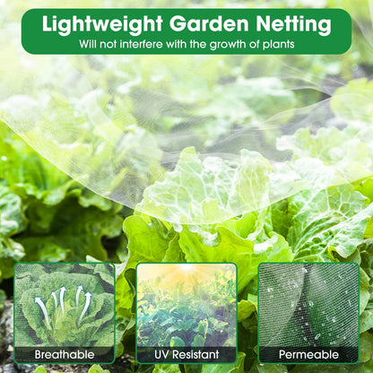 Unves Garden Netting, 10' x 50' Ultra Fine Mesh Bird Netting for Garden, Insect Mosquito Net for Patio Protection, Pests Bugs Plant Covers for Vegetable Plants Fruit Trees Berry Bushes Raised Beds