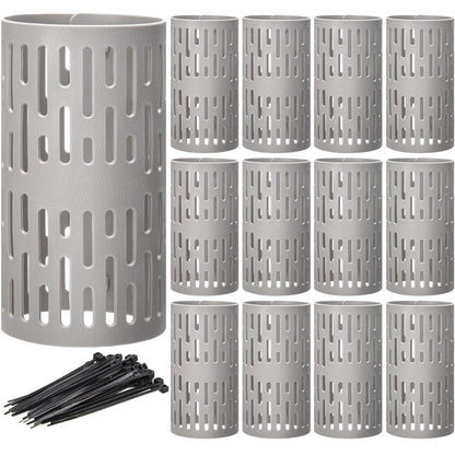 Boao 15 Pieces Plastic Tree Trunk Protector Trees Guard Bark Plant Protectors Locking Tree Guard with 100 Pieces Zip Ties for Protecting Trees from Trimmers and Small Animals(Grey)
