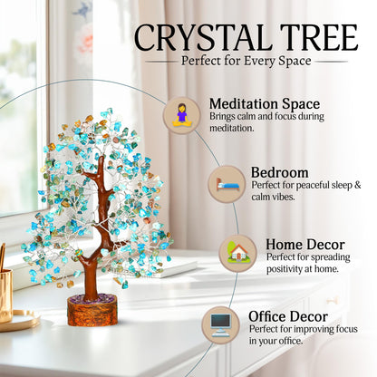 YATSKIA Turquoise Crystal Tree - Gemstone Tree - Tree of Life - Crystal Home Decor - Good Luck Charms - Spiritual Gifts for Women - Gemstones and Crystals - Chakra Stones - Meditation Decor