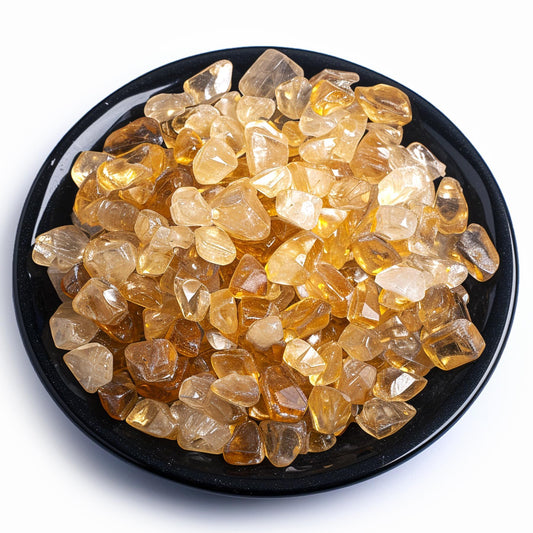 SigMntun Premium Brazilian Citrine Crystal Chips Set, 128 Pcs 0.4" inches - Handpicked Tumbled Stones and Crystals Bulk for Healing, Reiki, Meditation, Witchcraft and Home Decor