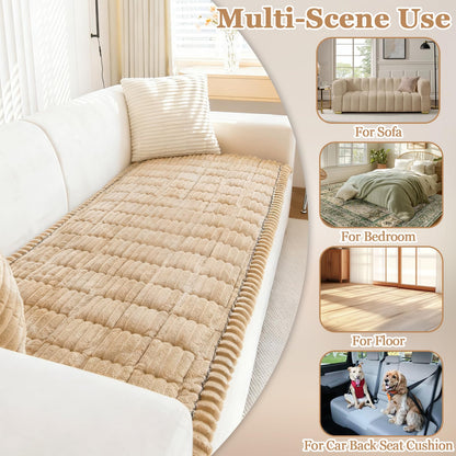 BPJKNIT Couch Covers for Sofa Brown Non Slip Dog Couch Cover,27.6" x 59.1" Washable Plush Sofa Covers for Dogs, Fuzzy Pet Couch Covers for 3 Cushion Couch, Soft Couch Protector for Any Sofa.