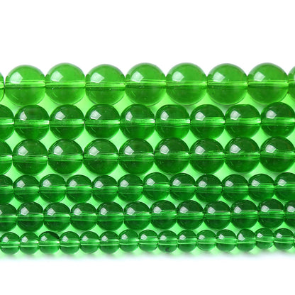 32pcs 12mm Smooth Green Crystal Glass Quartz Beads Round Loose Beads for Jewelry Making DIY Bracelet Necklace 15" Energy Healing Power Stone Beads(12mm, Green Crystal Glass)