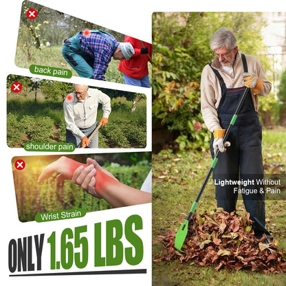 Plastic Leaf Rake with Adjustable 65'' Handle - Lightweight Outdoor Yard Rakes for Leaves,Grass & Pine Needle,Mulch,Gentle On Lawn Garden - Easy to Use for Women,Seniors & Kids