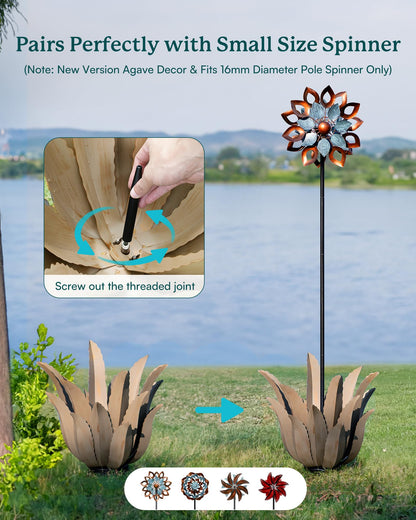Cyan Oasis Metal Agave Plant Outdoor Decor - 25.5" H Large Hand Painted Desert Themed Garden Sculpture, Weather Resistant Rustic Yard Art for Lawn Patio, Unique Ornament Gift for Home & Garden