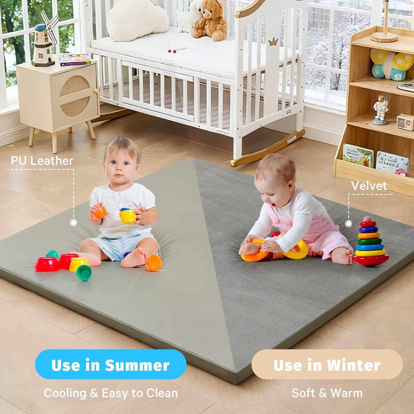 ILPEOD Waterproof Baby Play Mat for Floor Memory Foam 74 * 50 Cushion Playpen Playmat Tummy Time Crawling Mat Nursery Rug Thick Pad Create Soft & Safe Area for Infants,Toddler,Kids,Grey