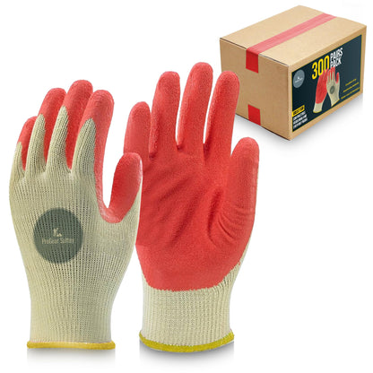 PROGEAR SAFETY 300 Pairs Red Palm Latex-Coated Work Gloves - Cotton/Polyester Shell - Korean Craftsmanship