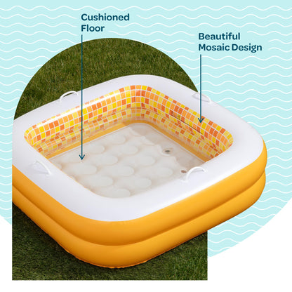 3-in-1 Inflatable Baby Pool, Bathtub & Ball Pit for Toddlers 1-3, Patented Safety Secure Grip Handles, Soft Floor & Drain - Summer Water Toys, First Birthday Gifts, Kiddie Pool for Ages 1 2 3, 34"x10"