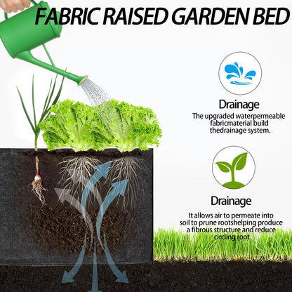 FVOTNW 2-Pack 3 Grid Fabric Raised Garden Bed 22 Gallon, 3x1x1 FT Thickened Garden Grow Bags with Handles - Indoor Outdoor Planter Bags for Vegetables, Herbs, Flowers
