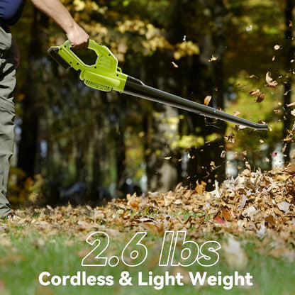 Leaf Blower Cordless with 2 Battery and Charger, 130MPH 180CFM High Speed Leaf Blower with 2 Tubes, 20V Electric Leaf Cleaner, Lightweight Handheld Blowers for Lawn Care, Patio, Garden, House, Depot