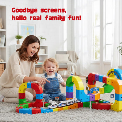 Electric Train Set for Kids Ages 3-8 - Modular 3D Flexible Race Track Building Toy with Gravity-Defying 360° Movement, STEM Learning Fun Gift(154 pcs Deluxe Set)