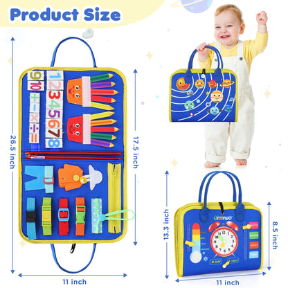 URMYWO Busy Board - Montessori Toys for 1 2 3 4 Year Old, Busy Book Toddler Activities with Fine Motor Skills, Autism Sensory Toys Gifts for Boys Girls, Travel Toys for Road Trip Plane Car