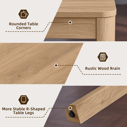 Joaxswe Farmhouse Nesting Tables Set of 3, Living Room Table Set with Rounded Corners & 4 Thickened Table Legs, Natural Wood
