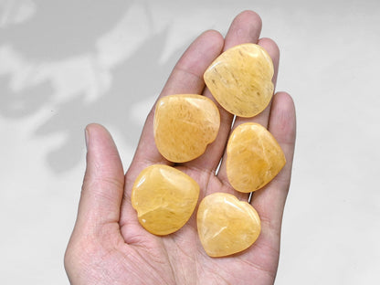 Amazing Gemstone Yellow Aventurine Stone Heart - Pack of 2 Crystal Heart Stones Rocks - Corazones De Piedra Crystals and Healing Stones Heart Shaped Crystal - Stocking Stuffers Gifts