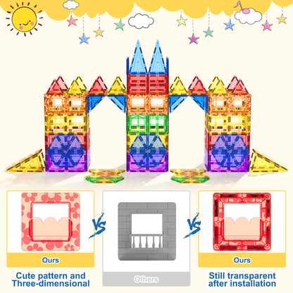 Coodoo 60 PCS Magnetic Building Tiles Kids Toys STEM Magnetic Blocks Sensory Toys Kids Games Magnet Building Toy for Boys and Girls Aged 3+, Kid Brain Development Preschool Kindergarten Toddler Toy