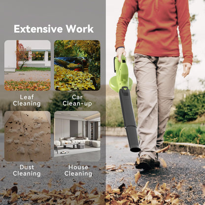 Leaf Blower Cordless with 2 Battery and Charger, 130MPH 180CFM High Speed Leaf Blower with 2 Tubes, 20V Electric Leaf Cleaner, Lightweight Handheld Blowers for Lawn Care, Patio, Garden, House, Depot