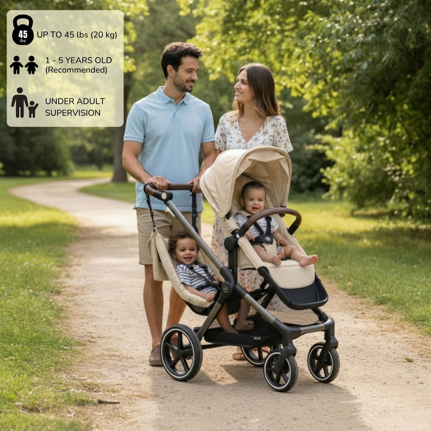 Hammock Seat Attachment. Alternative for Universal Stroller Board for Infant and Toddler or Toddler Stroller 3-5 Year Old. Alternative for Stroller for Toddler (Sandstone)