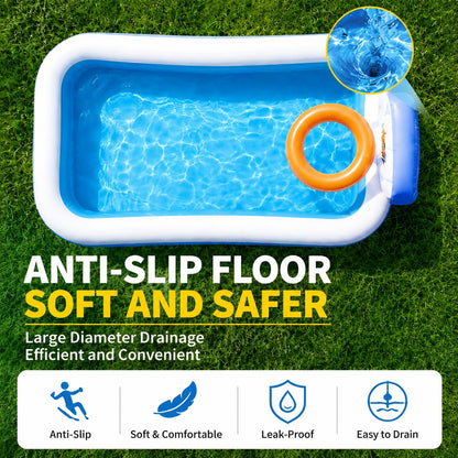 Inflatable Swimming Pool,120" x 72" x 24" Kiddie Pools, Family Lounge Pools Thickened Above Ground Family Pool for Summer Water Party, Backyard, Garden Lawn